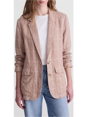 Madewell Breezewoven Larsen Blazer in Windowpane Size XS in Sandstone